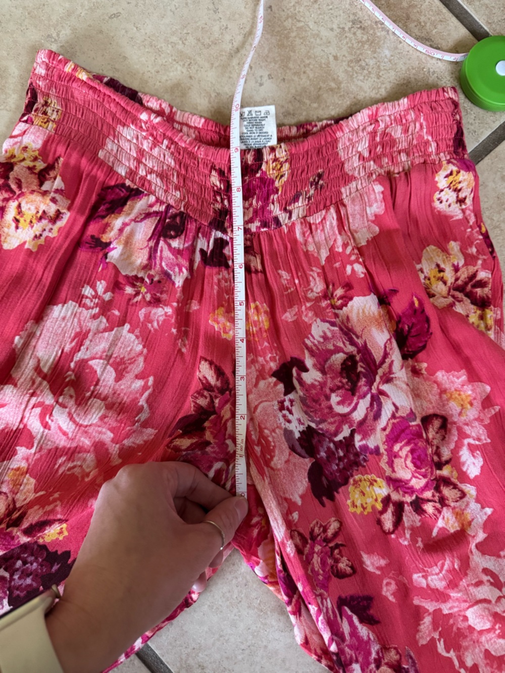 Billabong Pink Floral Smocked Pants - Picture 3 of 4